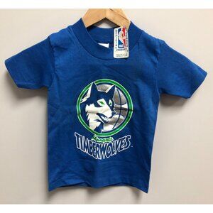 NWT NOS Vintage Trench MINNESOTA TIMBERWOLVES Blue T-shirt Kids XS 2-4